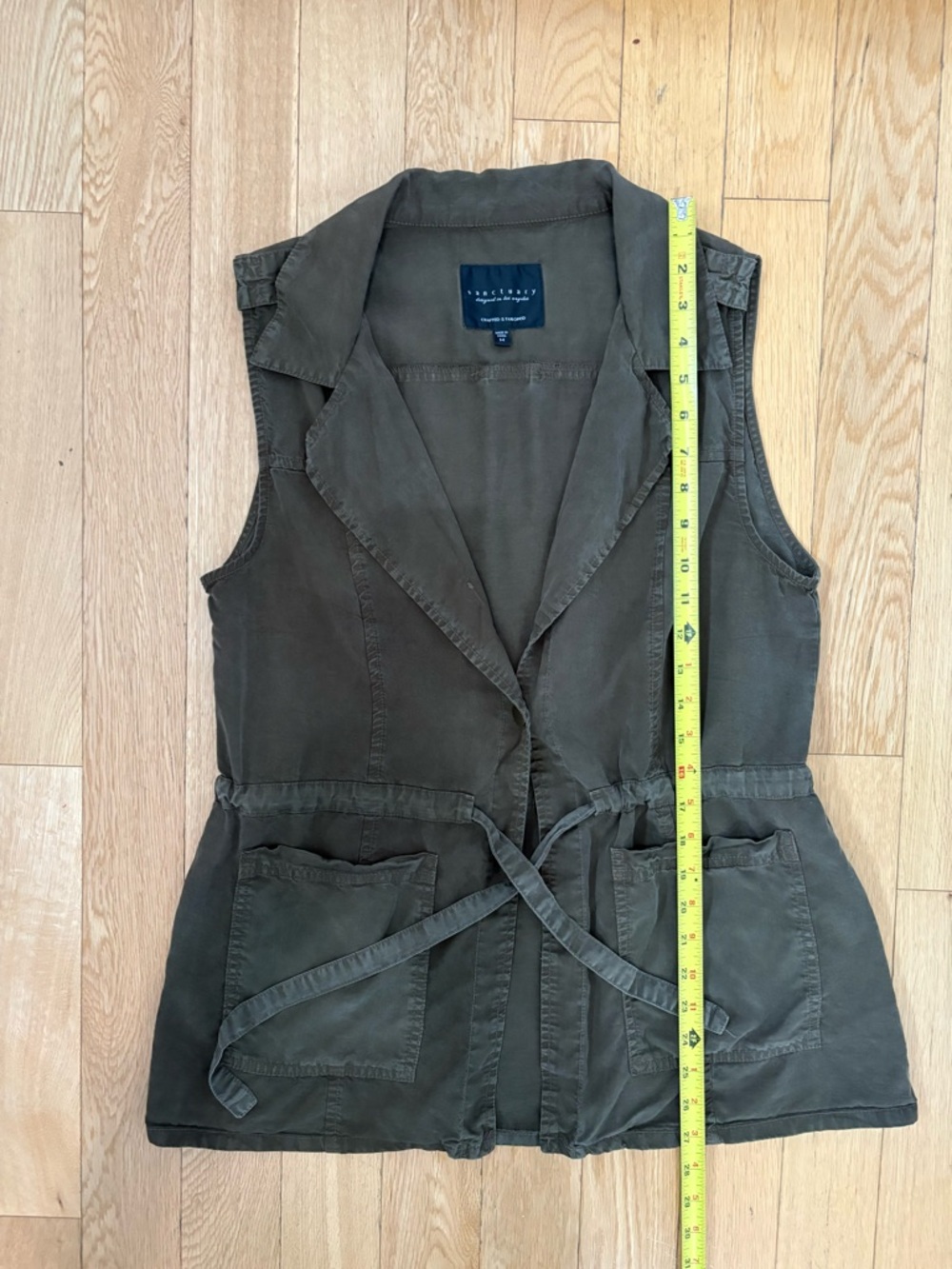 SANCTUARY Olive Green Utility Tie Vest Gorpcore Safari Military Chic M - Picture 6 of 8